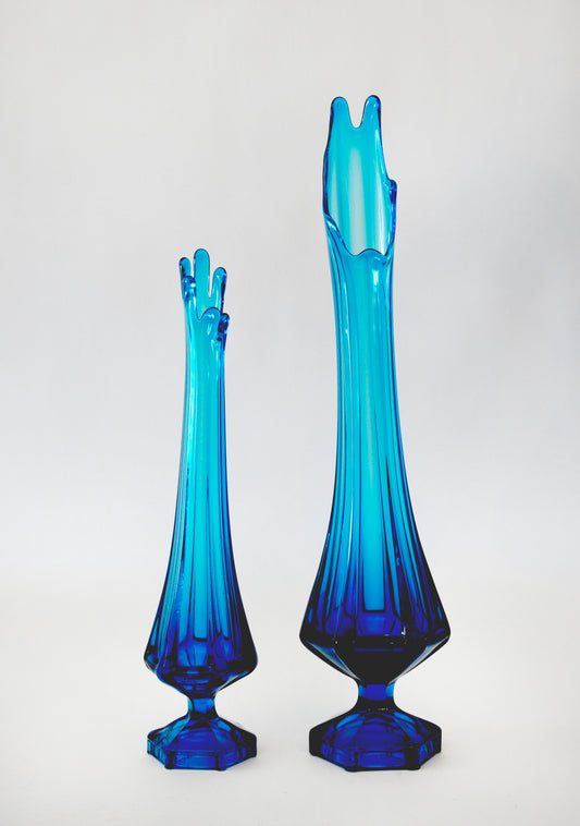 Vintage Blue Drop Vase Set