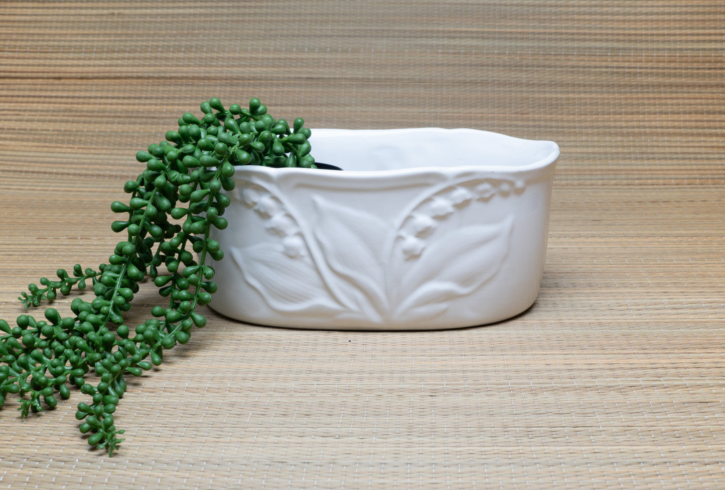 White Ceramic Planter from Portugal