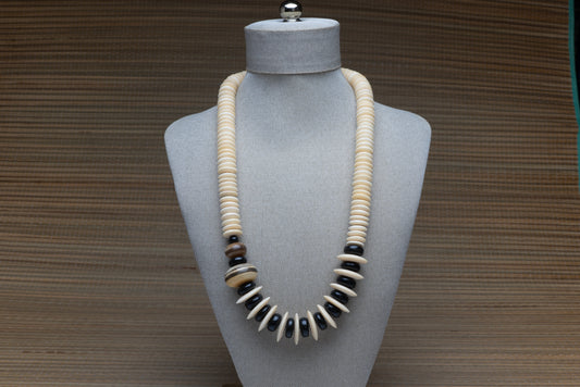 Flat Wooden Beaded Necklace