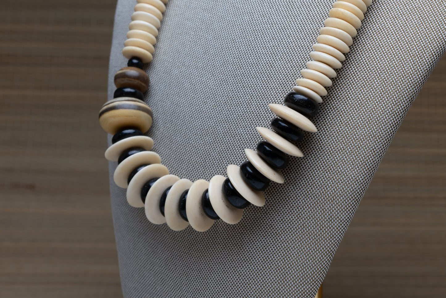 Flat Wooden Beaded Necklace